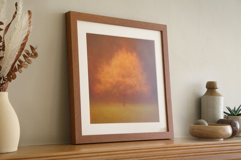 Square Print Autumnal Fine Art Tree Print Orange Gold