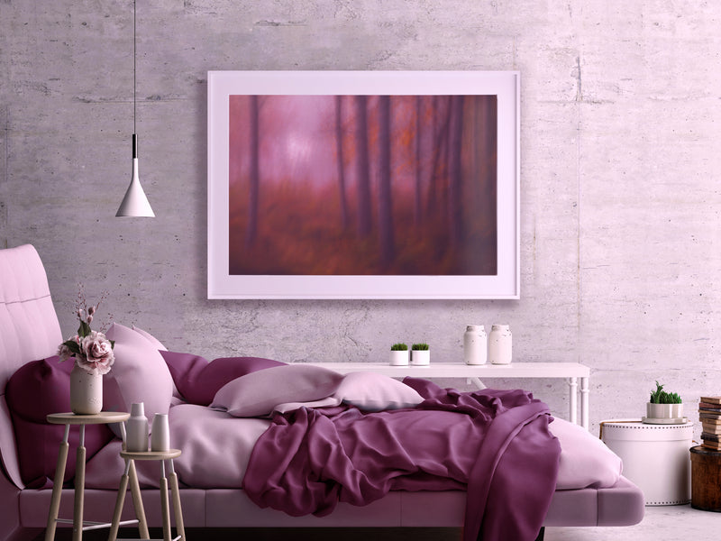 Wall Art Print Cosy Country Cottage Interior Design Purple Pink