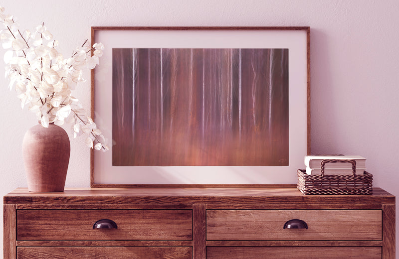 Abstract silver birch framed print