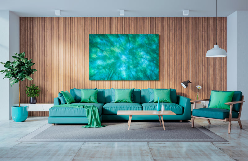 Metal panel print oversized in large modern interior