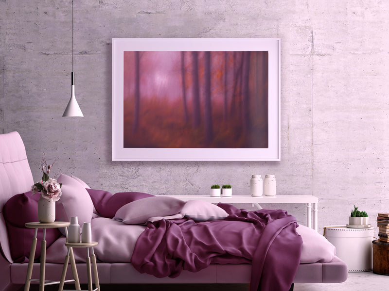 modern oversized art print in bedroom wall interior