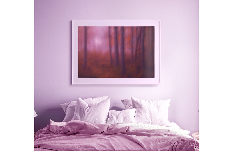 landscape art printed and framed in bedroom