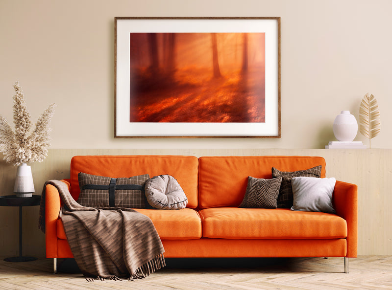 oversize fine art print in living room