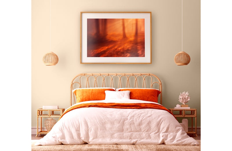 quality art print framed in bedroom