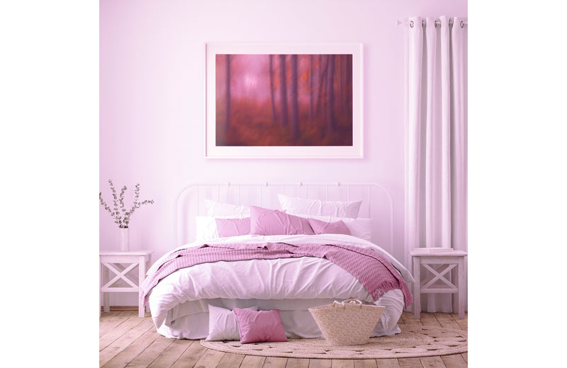 oversized art on bedroom wall