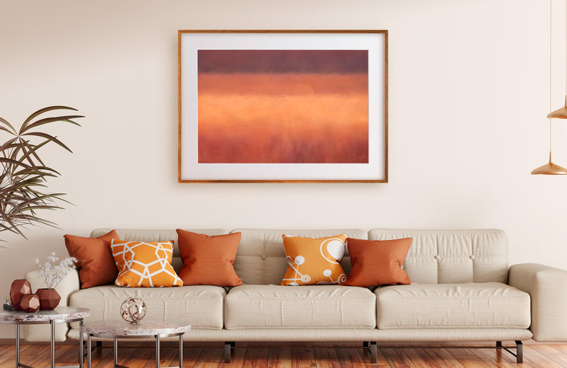 framed gloss print in living room interior setting