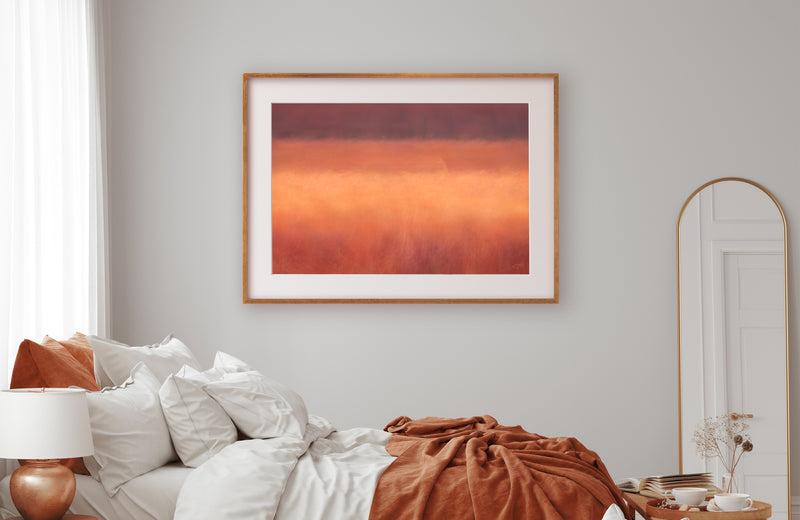 fprint hanging on bedroom wall modern warm interior