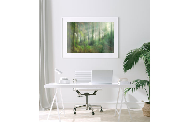 white framed print in office interior